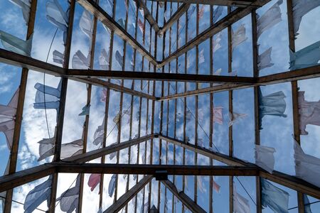 Oslo, Norway- September 23, 2018: The new harbour promenade in oslo has some nice sites like the Arctic Pyramid, wich is is a long fish rack used to house art exhibitions and moreのeditorial素材