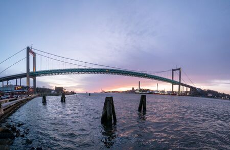 the Alvsborg Bridge or Alvsborg Bridge in Sweden is a large bridge in Gothenburgの写真素材