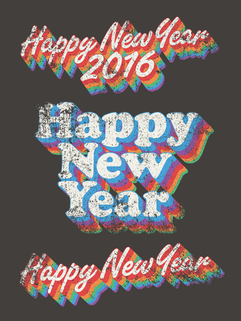 Happy New Year vintage usedのイラスト素材