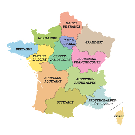 France metropolitan map with new regionsのイラスト素材