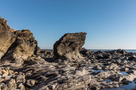 Rock formation at the Pointe du Payre (Vendee, France)の写真素材