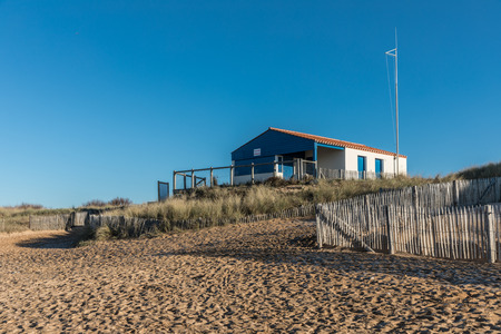 Rescue booth of the Paracou beach in La Chaumeの写真素材