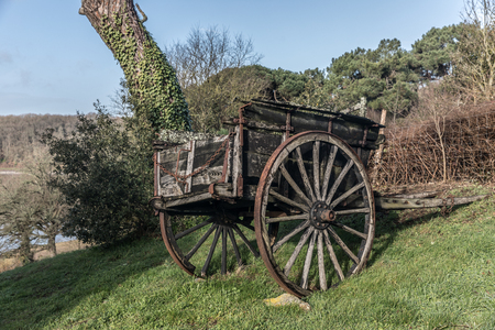 Old wooden cartの写真素材
