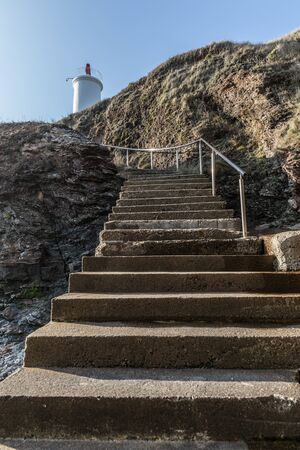 Steps towards the Grosse Terre lighthouse in Saint Hilaire de Riez, Franceの写真素材