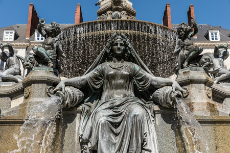 Fountain of the place Royale in Nantesの写真素材