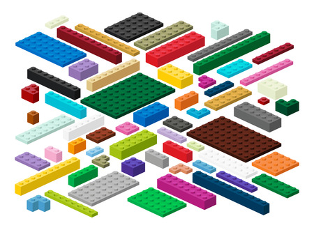Building blocks and plates for children in vector (easily modifiable for graphic designers)のイラスト素材