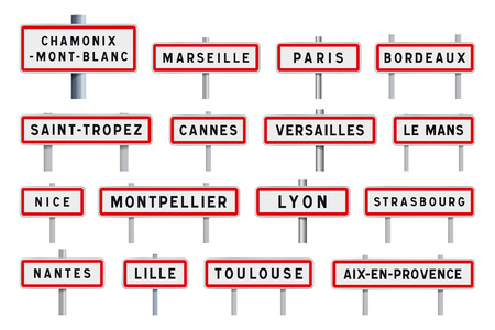 French cities road signs entranceのイラスト素材