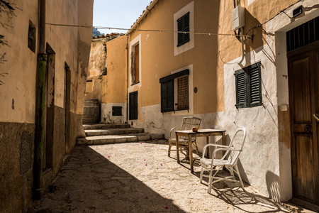 Street in the town of Banyalbufar, Majorca (Balearic Islands, Spain)の写真素材