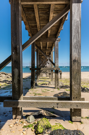 Under the landing stage of la plage des Dames (Noirmoutier, France)の写真素材