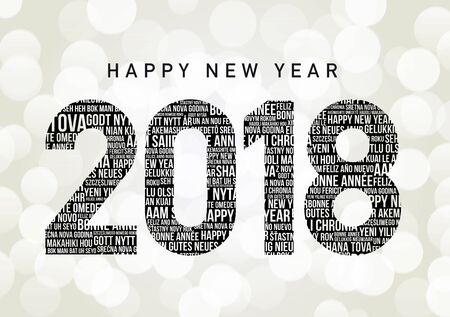 New Year 2018 in different languages design.のイラスト素材