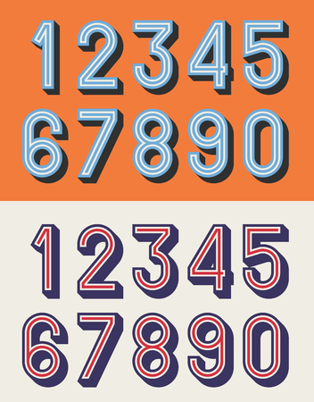 Vector illustration of vintage relief numbers typeface.のイラスト素材