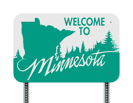 Welcome to Minnesota green and white road signのイラスト素材
