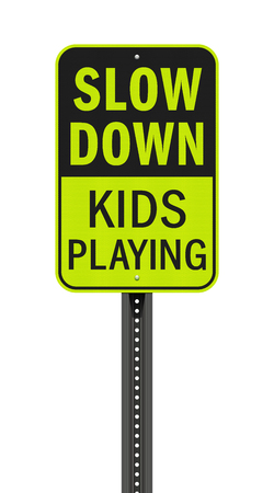 Slow Down Kids Playing road signのイラスト素材