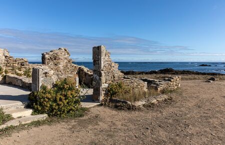 Ruins of the watchman housing at the Pointe du but on Yeu Island (Vendee, France)の写真素材