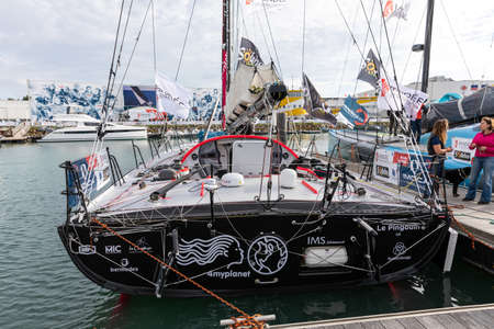 LES SABLES D'OLONNE, FRANCE - OCTOBER 19, 2020: Alexia Barrier boat (TSE - 4MyPlanet) on the Vendee...