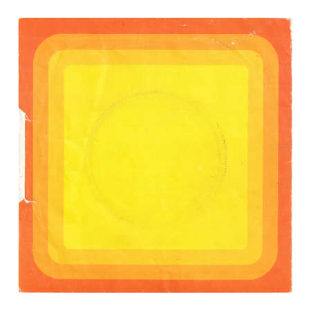 Worn Yellow Orange disc cover from the seventiesの写真素材