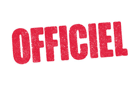 Vector illustration of the word Officiel (Official in French language) in red ink stampのイラスト素材