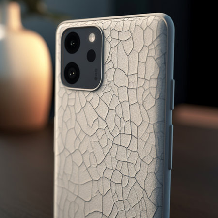 Smartphone with power bank on the table. 3D rendering.の素材