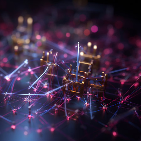 3d illustration of abstract technology background. Network connection concept. 3d renderingの素材
