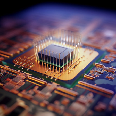 Electronic circuit board close-up. Technology background. 3d renderingの素材