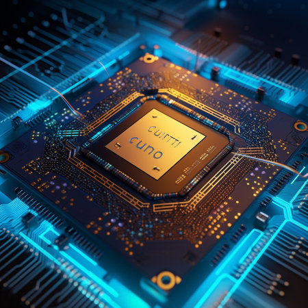 Close-up view of the electronic microcircuit. 3D renderingの素材