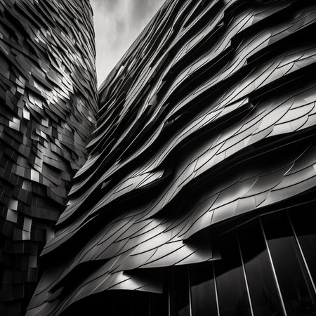 Modern architecture. Noir et blanc. 3D rendering. Computer digital drawing.の写真素材