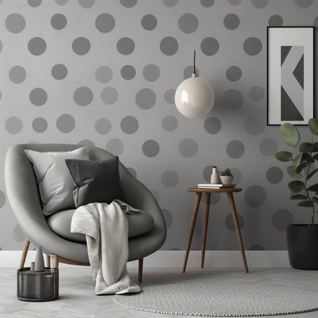 Interior of modern living room with gray armchair, 3d renderの素材