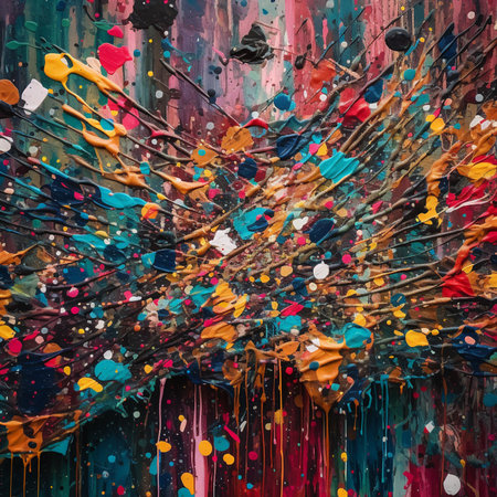 Colorful abstract background with splashes of paint. acrylic paintingの素材