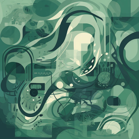 Abstract background with musical notes and swirls. Grunge vector illustration.の素材