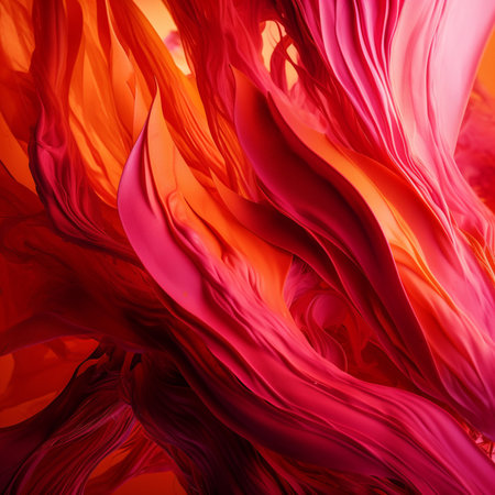 Abstract background of red wavy silk or satin. 3d rendering picture.の素材