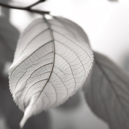 Leaf texture, close up. Nature background. Noir et blancの素材