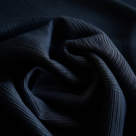 Texture, background, pattern. The fabric is dark blue, with a small amount of wrinkles on the fabric.の素材