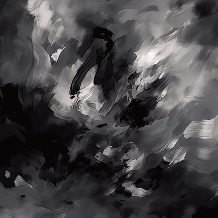 Abstract black and white watercolor background. Digital art painting. Hand drawn illustration.の素材