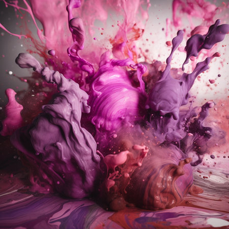 Colorful paint splashes in water. Abstract background. 3d renderingの素材