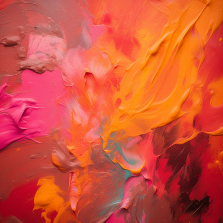 Abstract background of acrylic paint in red, orange and pink colors.の素材