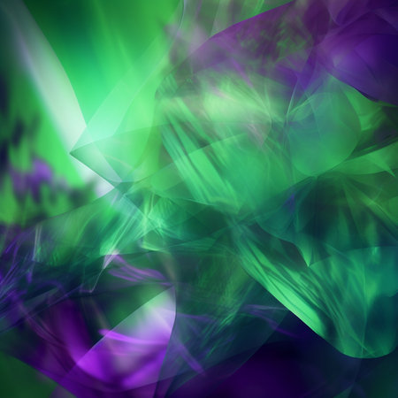 abstract background with smooth lines and waves in green and purple colorsの素材