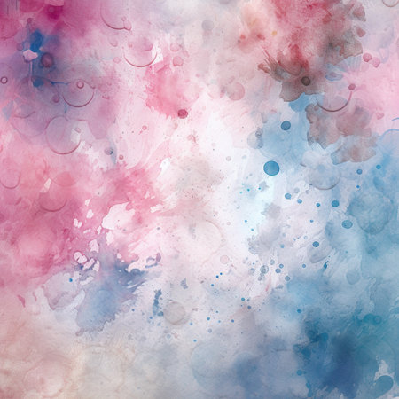 Abstract aesthetic watercolor background with spots and splashes. Hand-drawn illustration.の素材