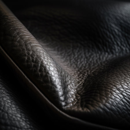 Black leather texture background. Close up detail of leather texture. black leather texture backgroundの素材