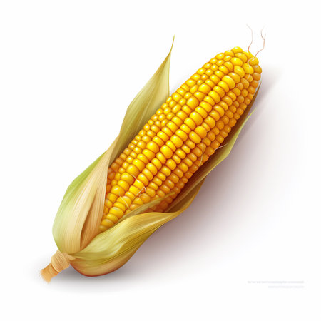 Ear of corn isolated on white background. Realistic vector illustration.の素材