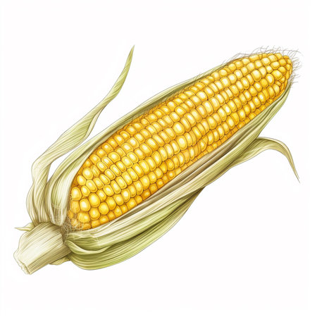 Ear of corn isolated on white background. Realistic vector illustration.の素材