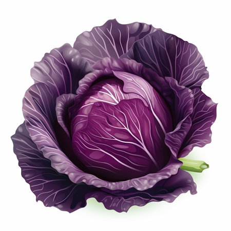 Purple cabbage isolated on white background. Realistic vector illustration.の素材