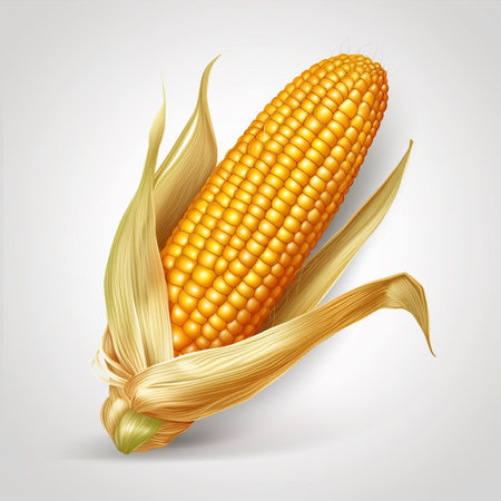 Illustration of ripe corn on the cob on white background. Vectorの素材