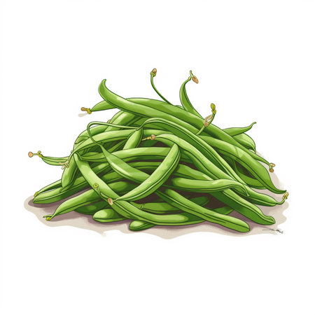 Pile of green beans isolated on white background. Vector illustration.の素材