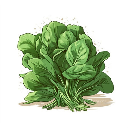 Illustration of a bunch of spinach isolated on a white background.の素材