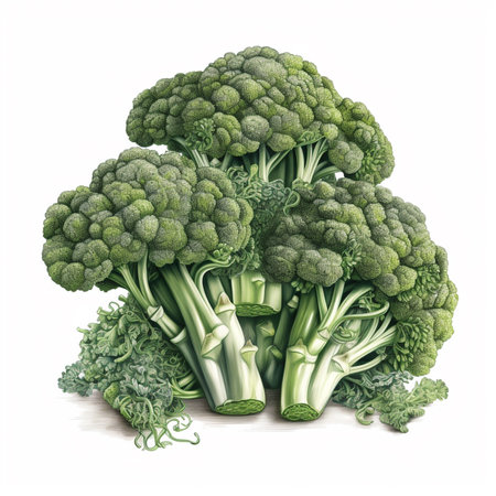 Broccoli isolated on white background. 3D illustration. Top view.の素材