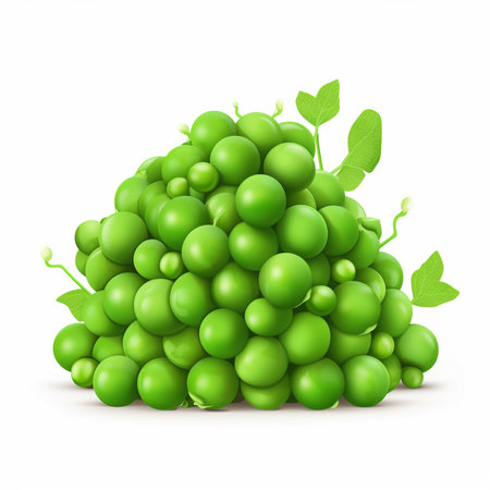 Green peas on a white background. Vector illustration. Eps 10.の素材