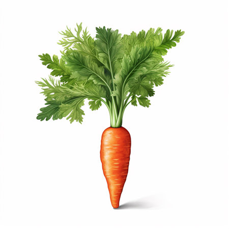 Carrot with green leaves on a white background. Vector illustration.の素材