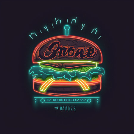 Hamburger neon sign, vector illustration. Fast food menu design.の素材