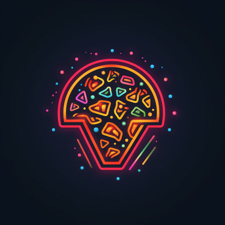 Brain icon in neon style. Vector illustration of brain. Brainstorming concept.の素材