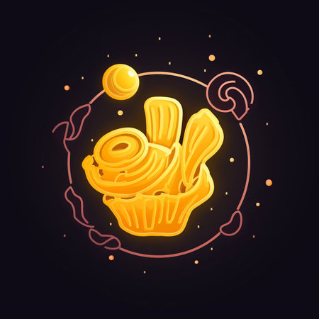 Vector illustration of a cupcake on a dark background. Template for your designの素材